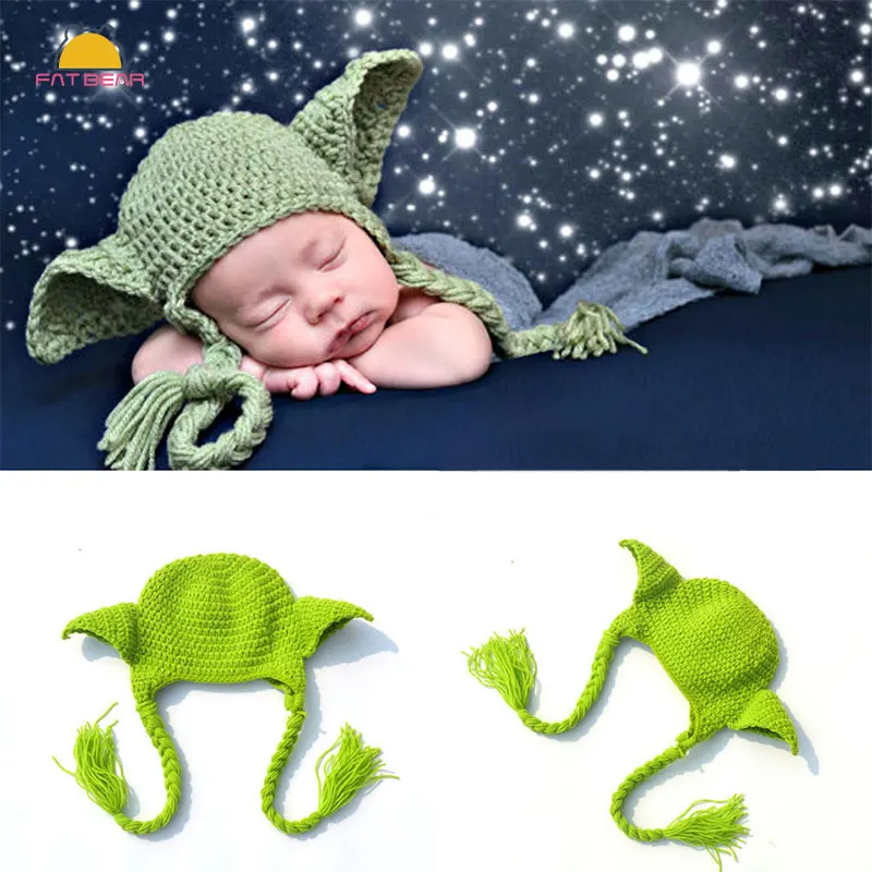 Вязаная детская шапка Yoda Star шерстяная теплая эластичная шапочка для