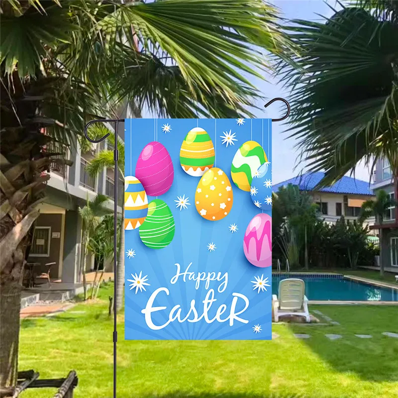 

Easter Banner Bunny and Eggs Happy Easter Garden Flag Happy Festival Hanging Flag 2022