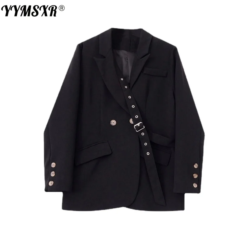 

Women Office Jacket Suit Belt 2021 New Korean Version of Pure Color Loose Temperament Long-sleeved Female Blazer High Quality