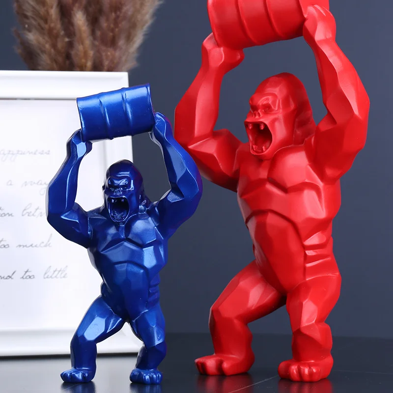 

Resin Statue Big King Kong Artwork Ornaments Animal Simulation Crafts Lift Bucket Sculpture Model 28cm Home Decorations