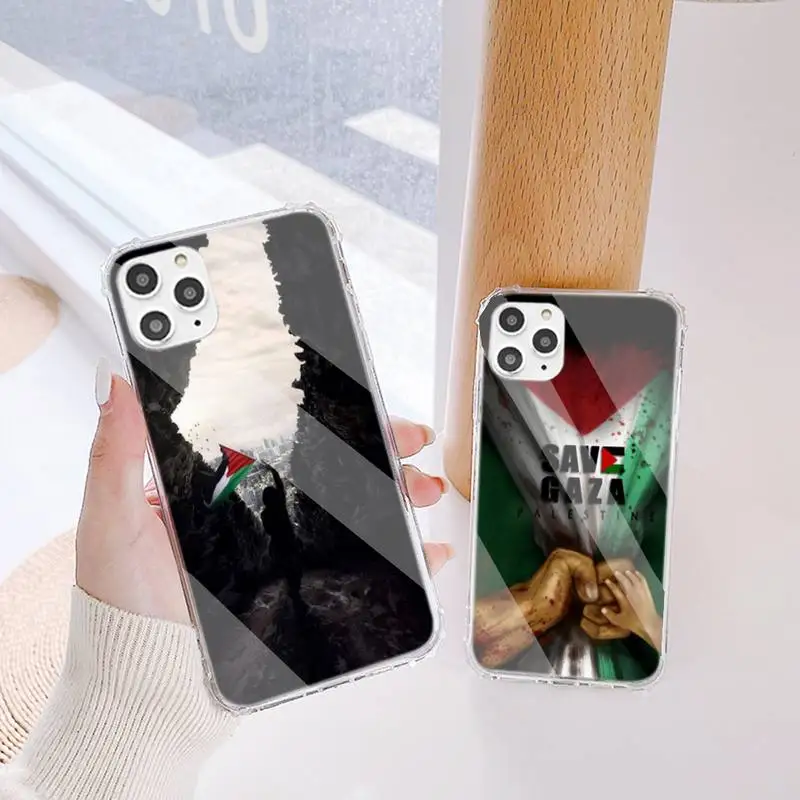 

Palestine Flag Black Rubber Phone Case Transparent Case For IPhone 6 6s 7 8 Plus X Xs Xr Xsmax 11 12 Pro Promax 12mini
