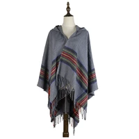 hoody poncho women winter scarf cashmere shawl amice feminina cape inverno stripes wraps