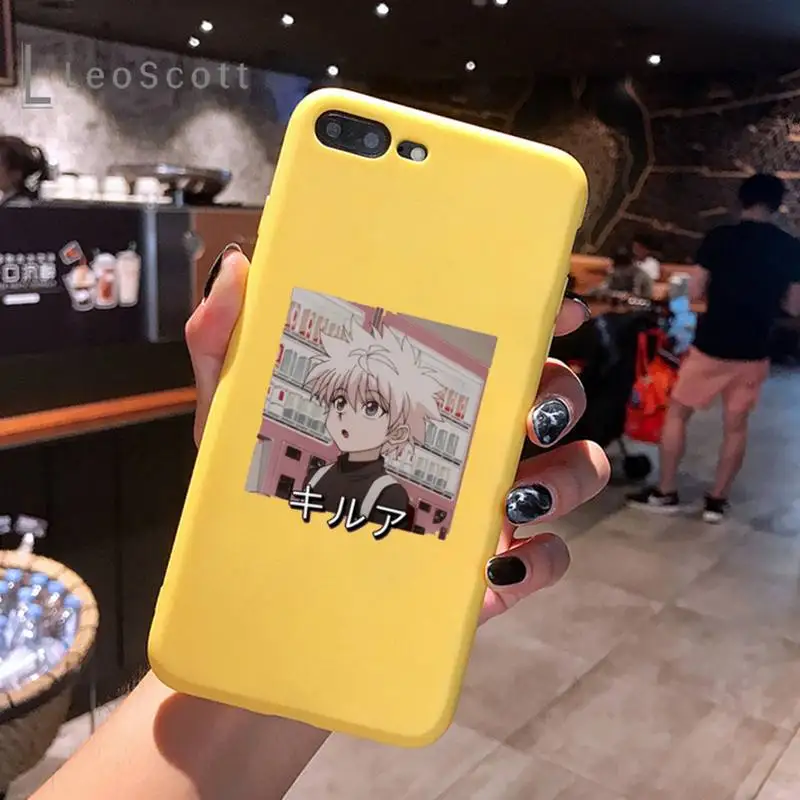 

Hunter X Hunter Killua Zoldyck Phone Case Yellow Candy Color for iPhone 6 7 8 11 12 s mini pro X XS XR MAX Plus