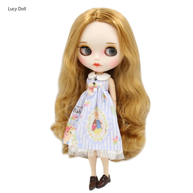 

ICY Factory Blythee Doll 1/6 Bjd Doll White Skin Joint Body New Matte Face Golden Hair Carved Lips Eyebrow Customized Face, 30cm