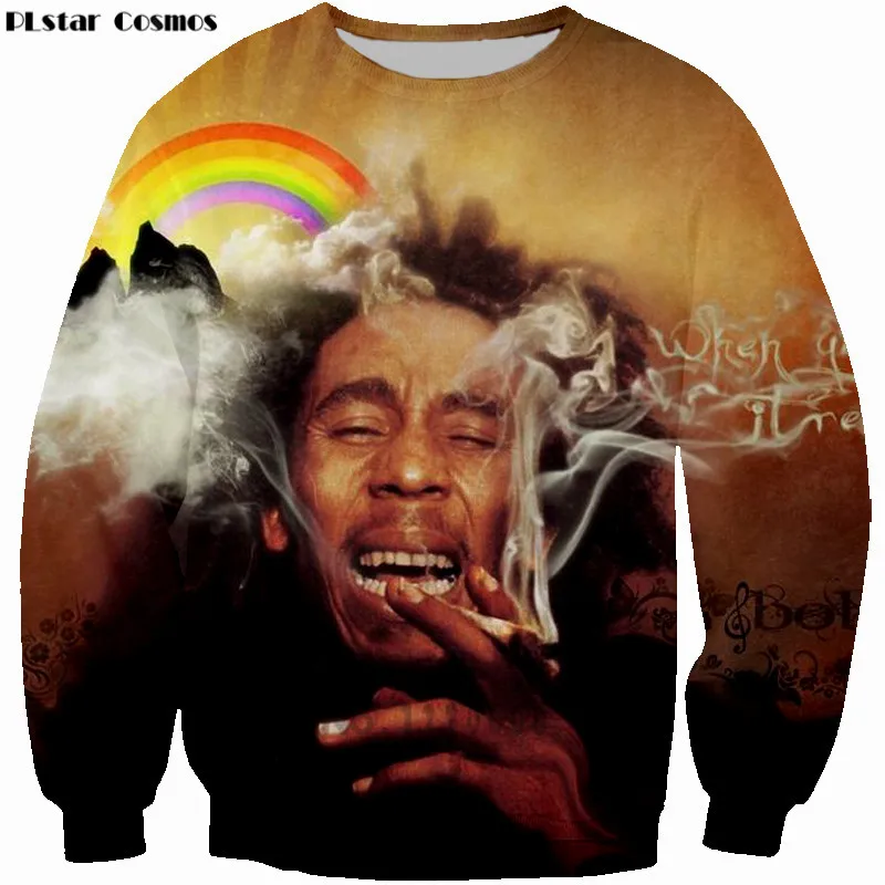 

PLstar Women/Men Hipster Crewneck Sweatshirt Reggae Star Bob Marley Print 3d hoodies Clothing Jumper casual tops size S-5XL