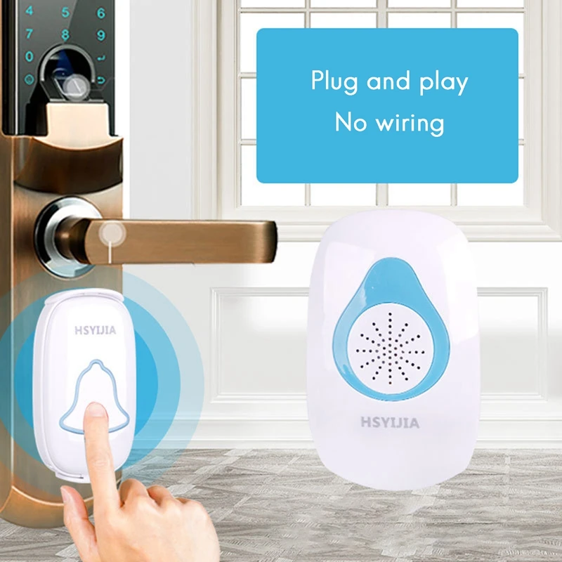 

HSYIJIA Smart Wireless Doorbell Waterproof 300M Range Remote Door Bell 36 Chimes Door Ring for Home Security US Plug