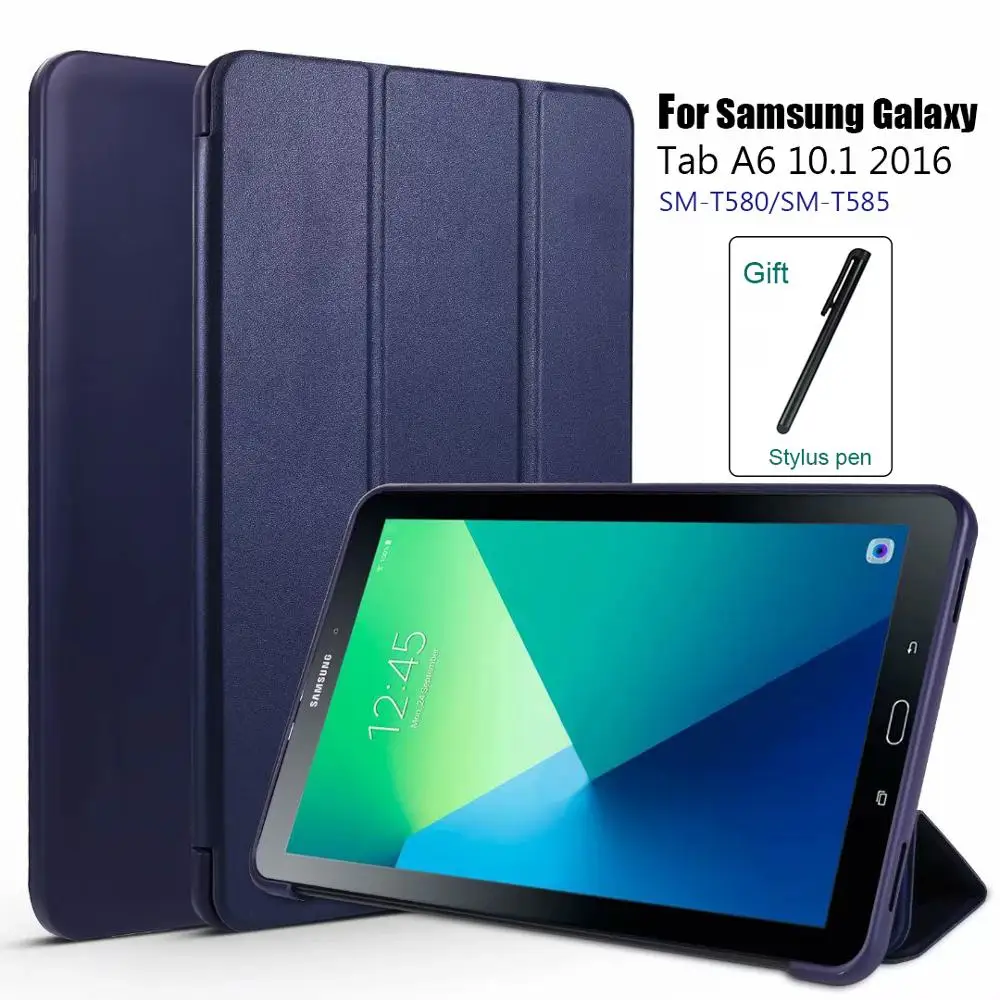 

For Samsung Galaxy Tab A 10.1 2016 T580 T585 Case Cover Smart Folding Stand Back Fundas For Tab A6 10.1 With Auto Sleep/Wake Up