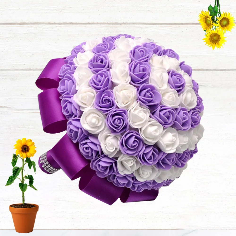 

1PC Bride Hand Tied Bouquet Imilated Candy Color Rose Bouquet Exquisite PE Rose Bouquet Lifelike Bridesmaid Bouquet for Wedding