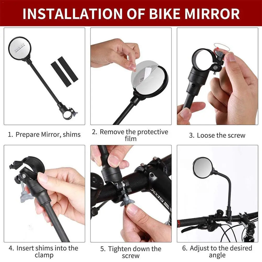 

Bicycle Rearview Handlebar Mirrors Mountain Bike Cycling Rear View Mirror Wide Angle 360 Degree Rotate Mirror Bicycle Accessory