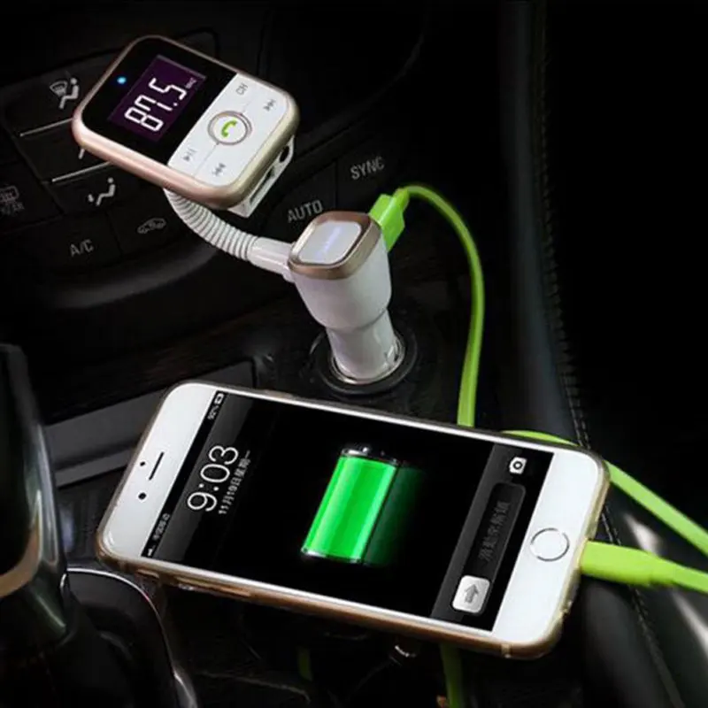 

New BT67 Car Bluetooth Handsfree Kit Car Adapter Charge with Remote Control Audio Cable Box Packing Portable Audio