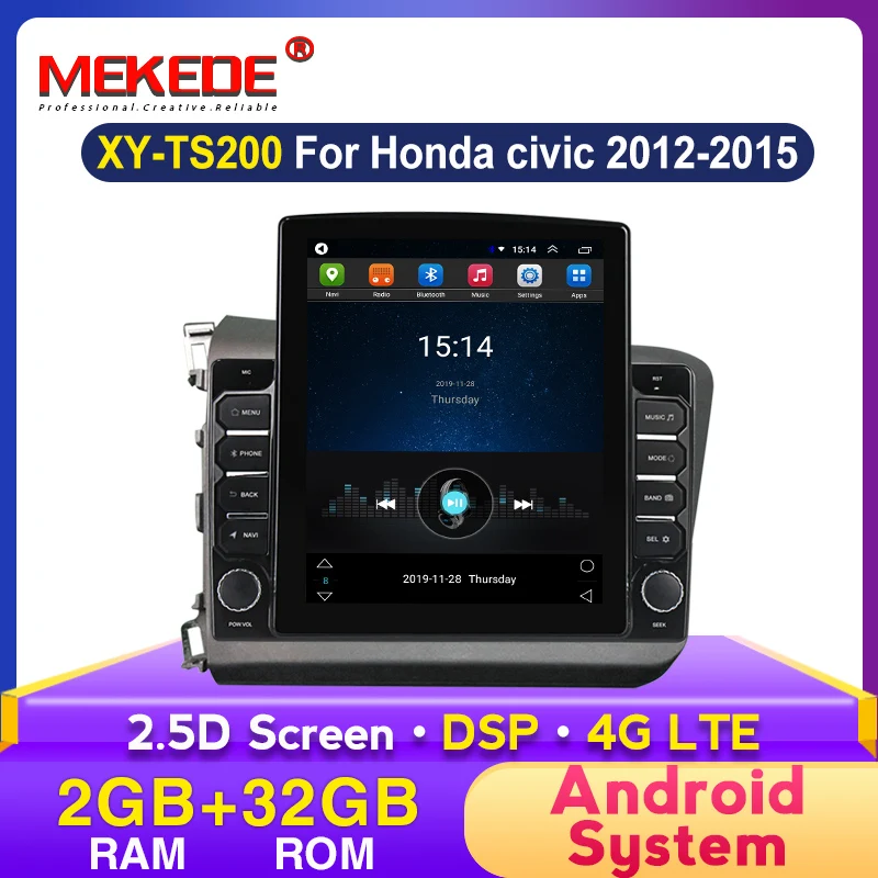 Tesla экран Android Gps автомобильное радио для Honda Civic 2012 2013 2014 2015 Мультимедиа Стерео