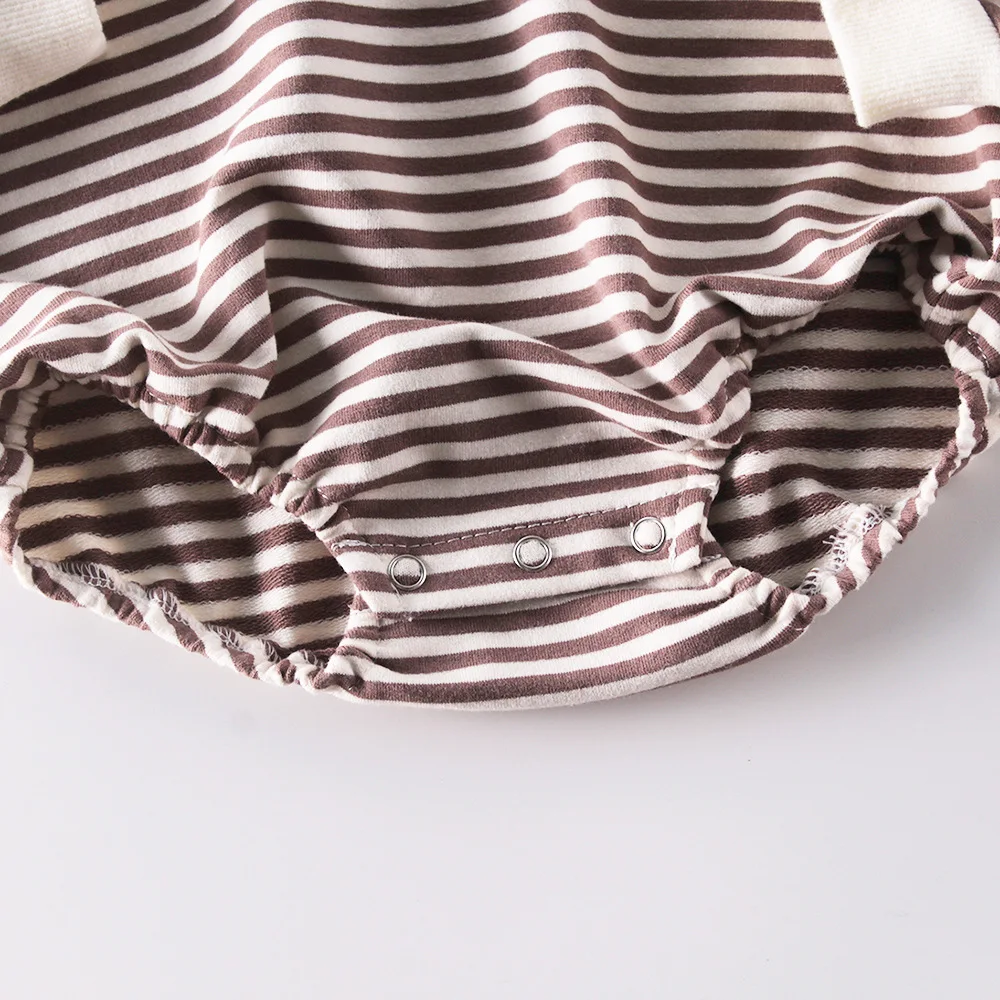 

New Autumn Baby Girl Bodysuits Clothes Baby Stripes Neonatal Hats Overalls And Crawling Clothes Hooded Bodysuits