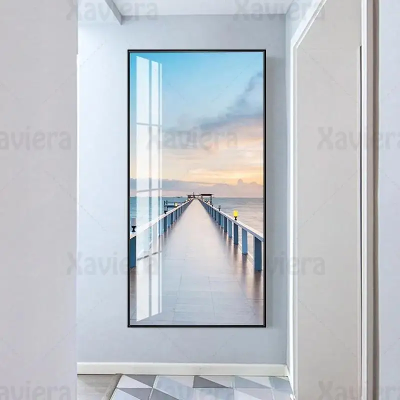 

Nordic Sea Scenery Canvas Poster Wall Art Print Seascape Painting Pictures Scandinavian Home Decoration Aisle Corridor Mural