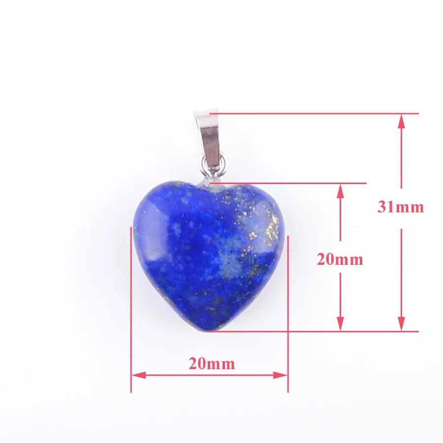 

WOJIAER Natural Lapis Lazuli Gem Stone Bead Heart Silver Plated Reiki Chakra Pendant PN3438