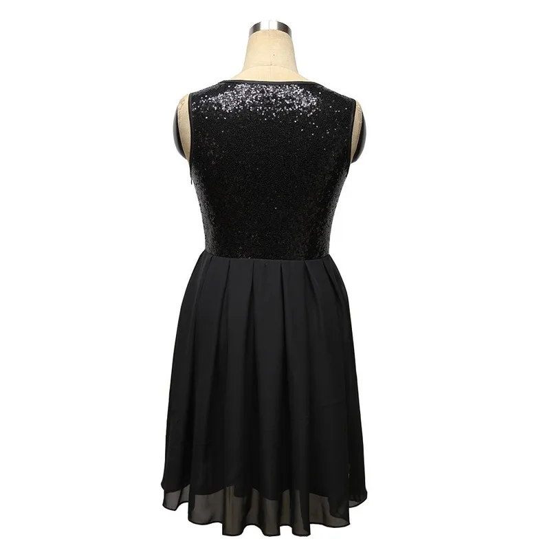 

WOMEN'S Dress Chiffon Dress Sequin Crew Neck Sleeveless Fashion Dress Pleated Sleeveless Europe America Spring Summer