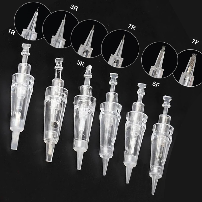 

100pcs Disposable 0.8cm Cartridge Needle Steriliz Tattoo Semi- Permanent Makeup Eyebrow Lips Eyeliner Tattoo Machine Needles