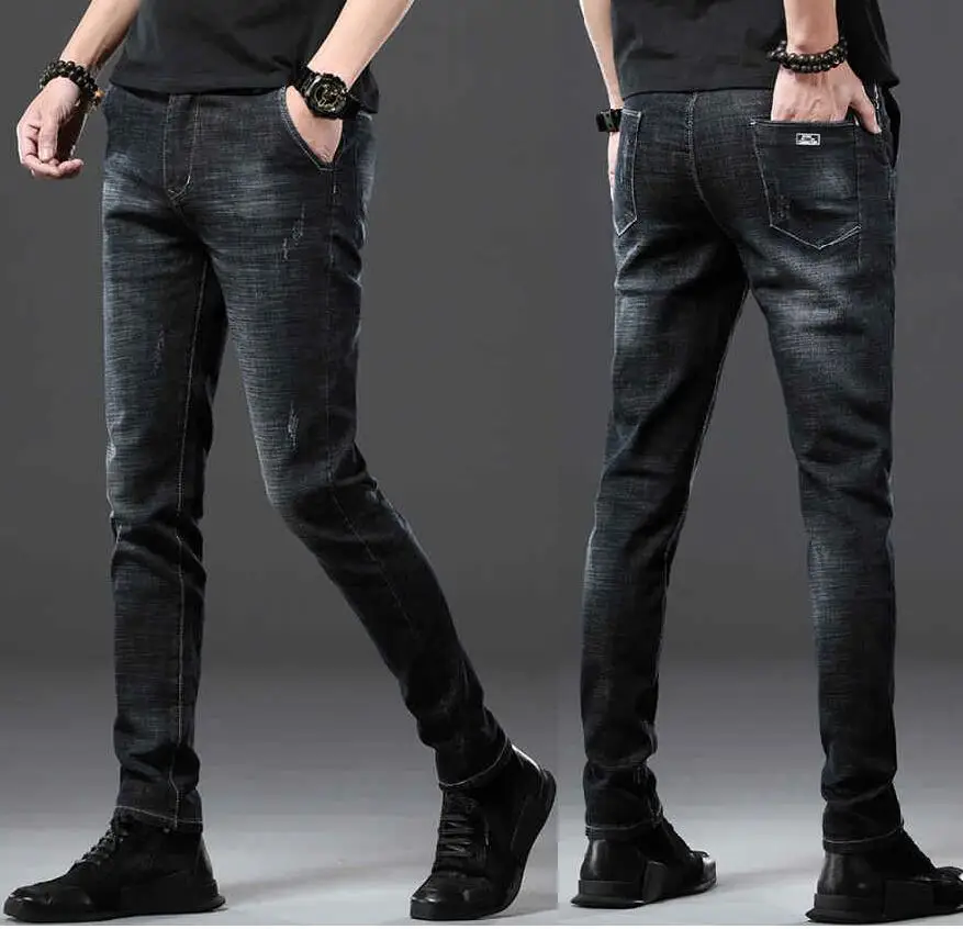 More Styles  Men Jeans Male Hole Jeans Pants Feet Slim Men Casual Jeans Slim Stretch Jeans Classic Denim Pants