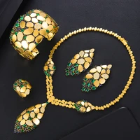 luxury gorgeous 4pcs trendy dubai necklace bangle earrings ring jewelry sets for women wedding high quality dubai jewelry sets