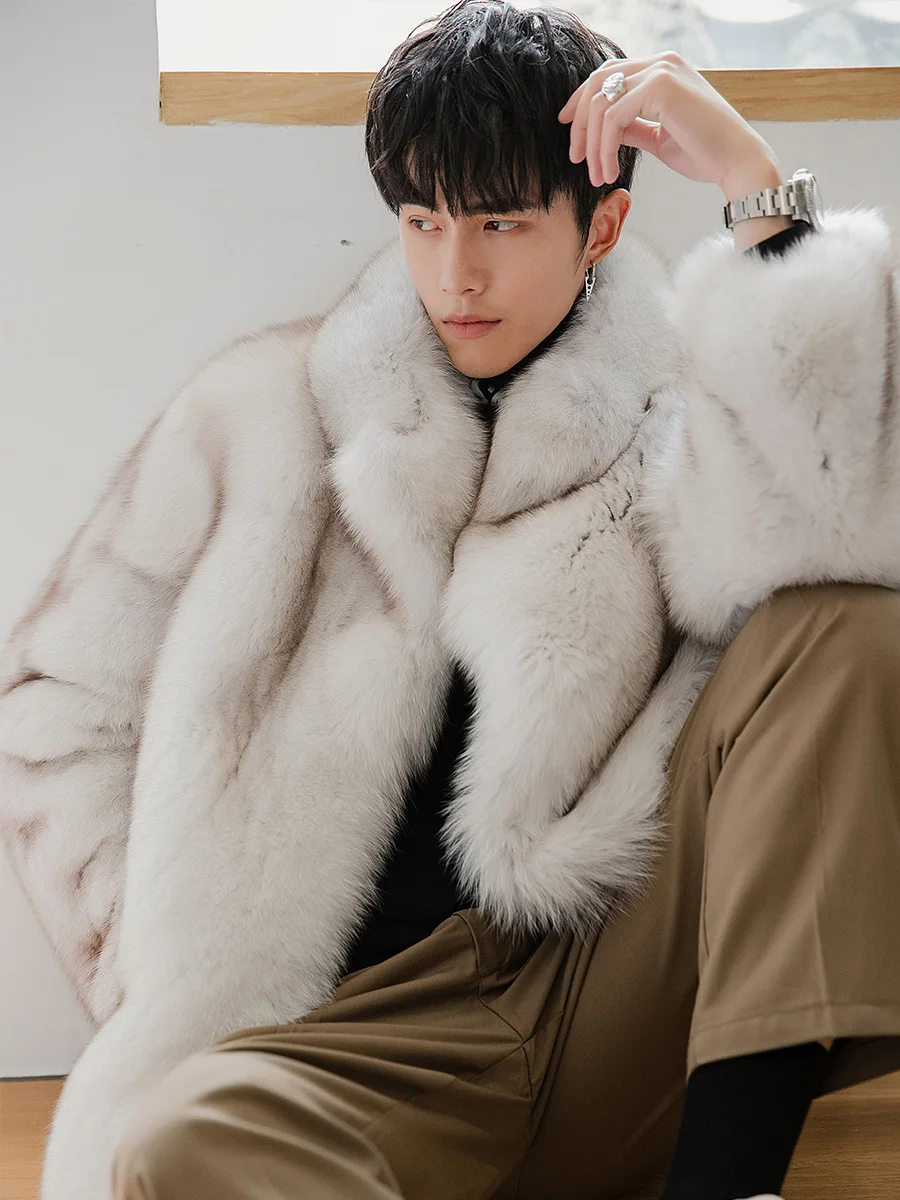 Новинка 2020 мужское зимнее пальто с натуральным мехом лисы высокое качество