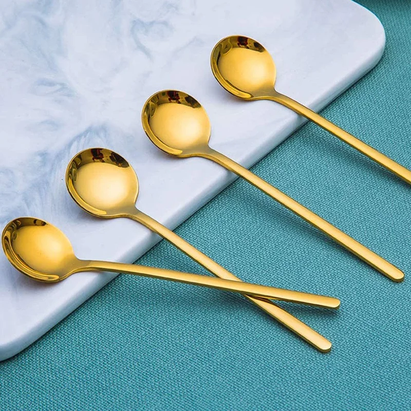 

8 Packs, Gold-Plated Stainless Steel Coffee Spoon, Mini Teaspoon for Coffee Sugar Dessert Cake Ice Cream