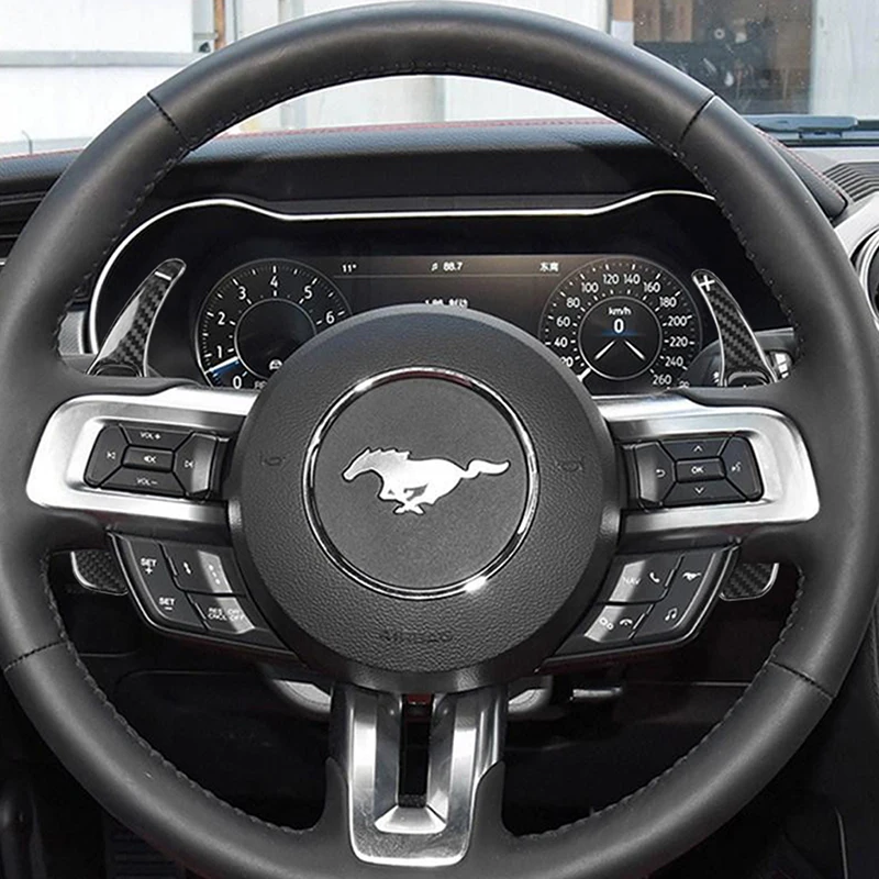 

Carbon Fiber Car Steering Wheel Paddle Shifters Covers Car Accessories for Ford Mustang 2015 2016 2017 Car-styling