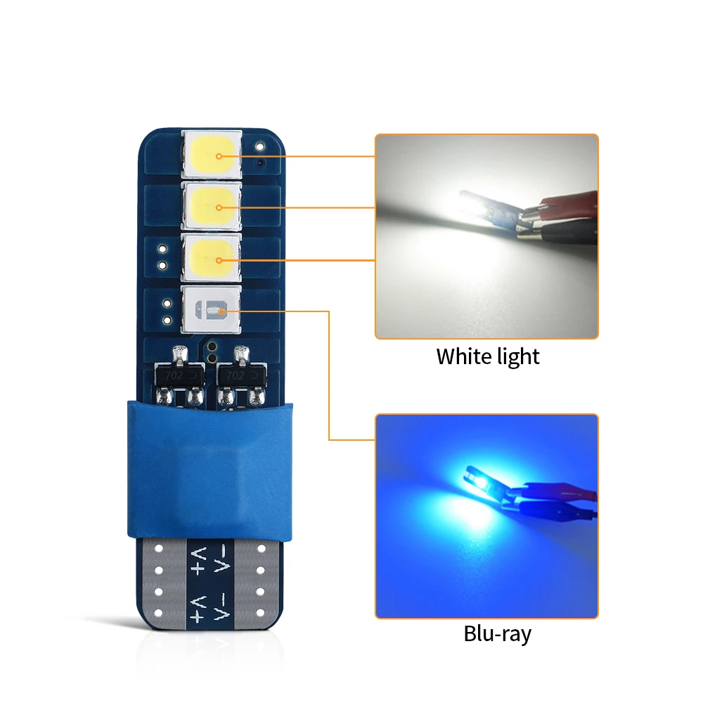 

1X Canbus T10 W5W 8SMD 2835 Chips Car Interior Reading Lamp Bulb Festoon Bulb Car Dome Light No Error Super Bright Blue 12V