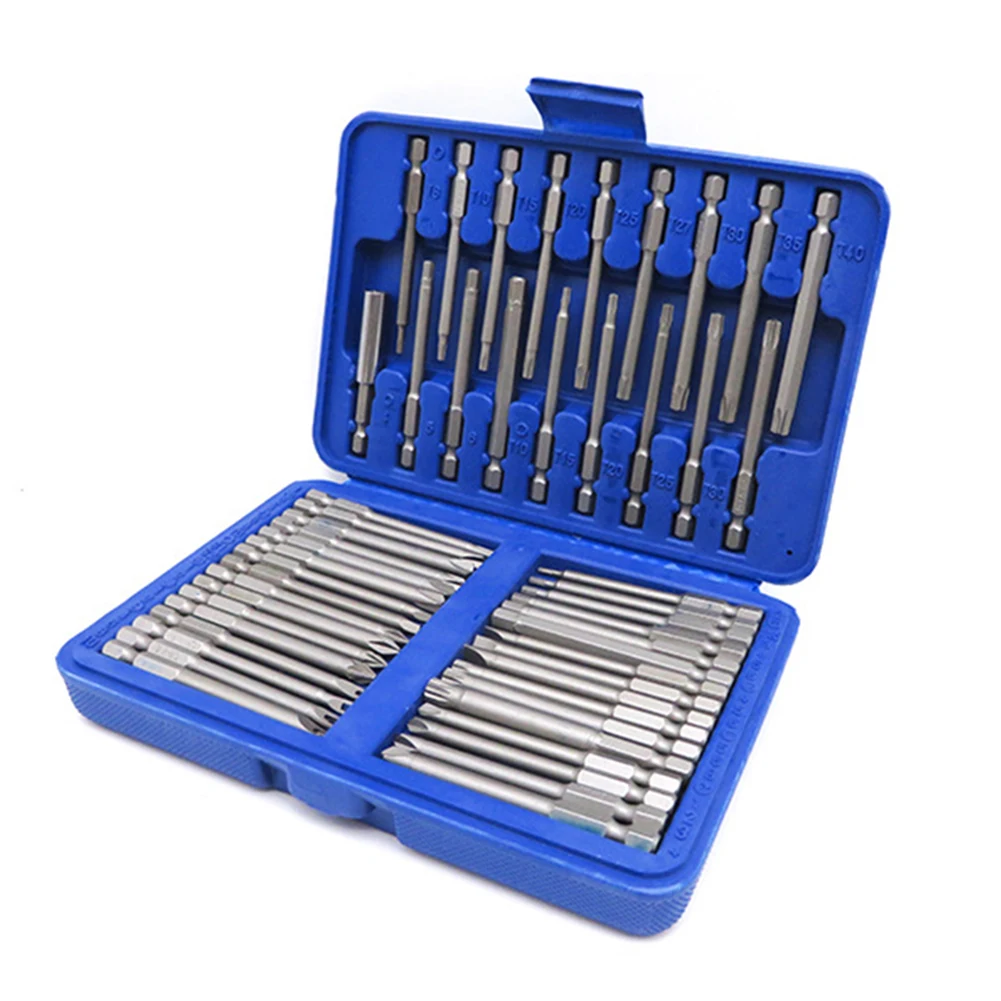 

50pcs 75mm Security Screwdriver Bits Extra Long Reach Bit Set Torx Star Hex Spline Slotted Phillips Hand Tools Set