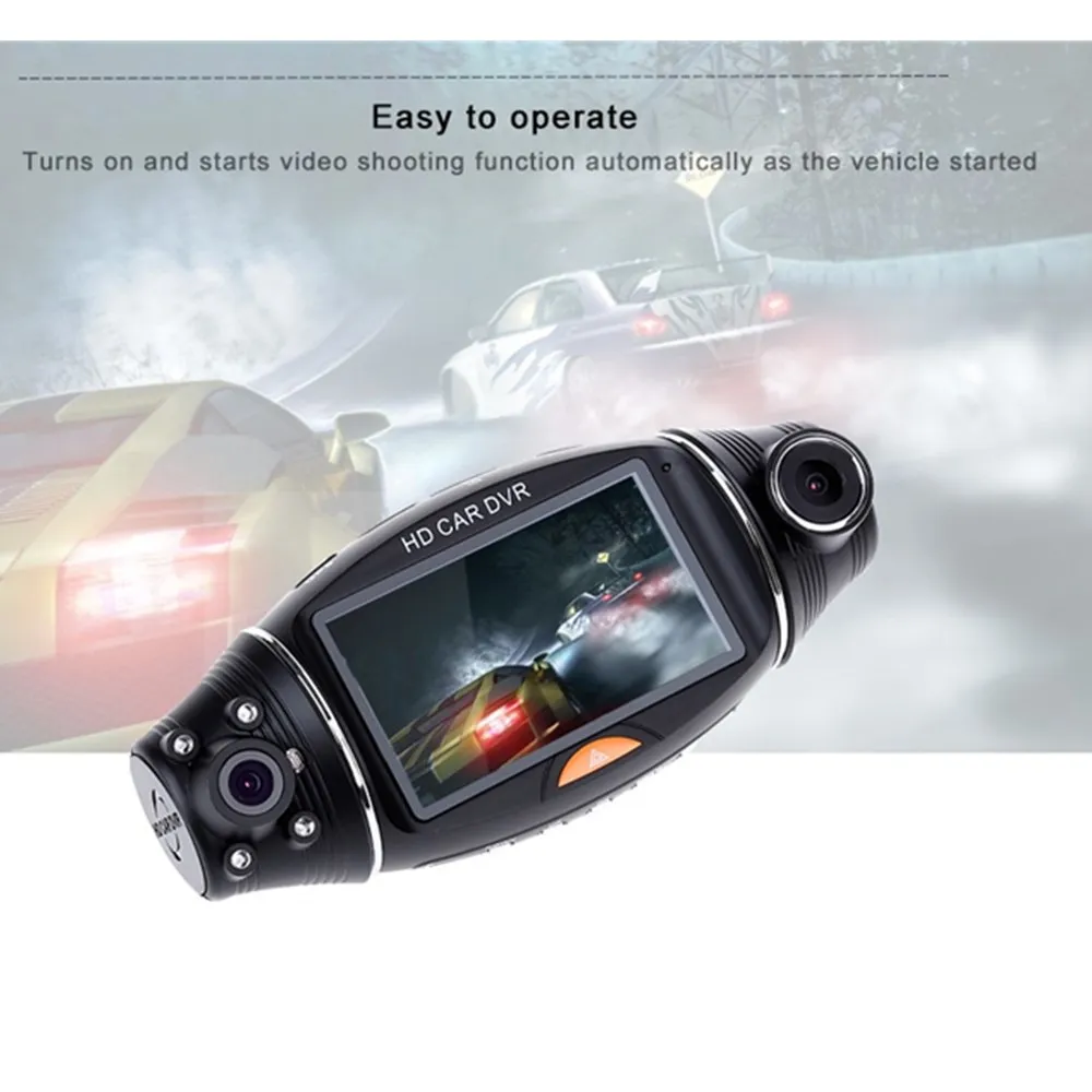 Автомобильный видеорегистратор R310 с двумя объективами 2 7 дюйма широкоугольная