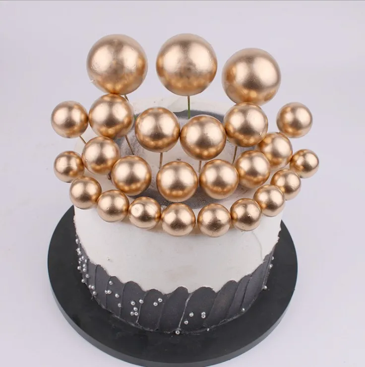 Gold and silver ball birthday cake placement baking simulation plugin ins cool wind Christmas decorations（1-4 cm)） | Игрушки и хобби
