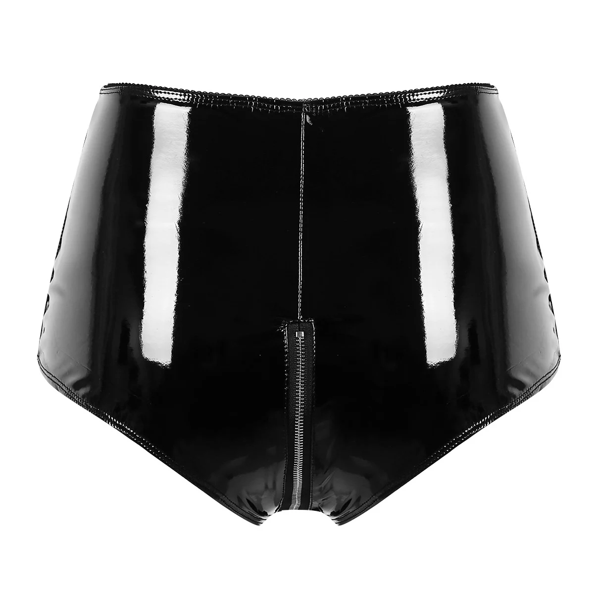 Женские блестящие латексные шорты с высокой талией пикантные из лакированной