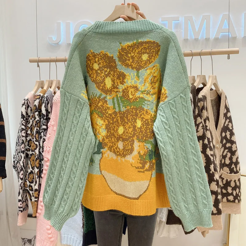 Женский кардиган средней длины с цветочной вышивкой