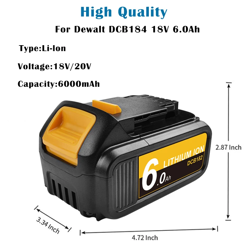 Bonacell 6000 мА/ч 18V макс XR для Dewalt Мощность инструмент Батарея DCB180 DCB181 DCB182 DCB201 2 DCB200 DCB204