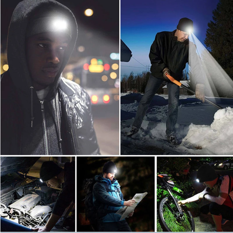 NEW LED Lighted Beanie Cap Hip Hop Men Women Knit Hat Hunting Camping Running Hat Christmas Gifts For Men And Women