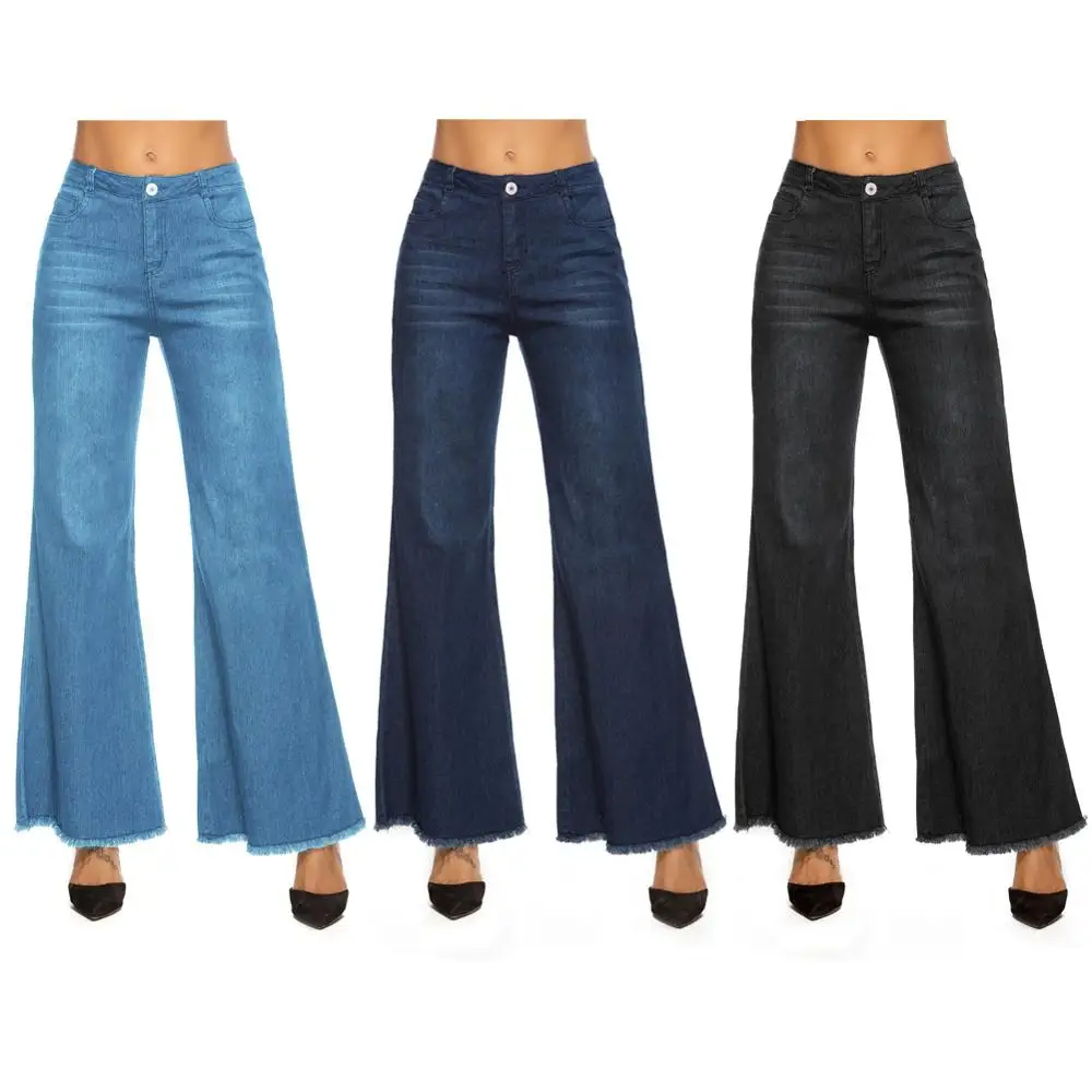 

2020 Black Skinny Slim Slimming Wide-leg Tassel Trousers Jeans Fringed High-Waist Denim Jeans Fringed High-Waist Denim Jeans New