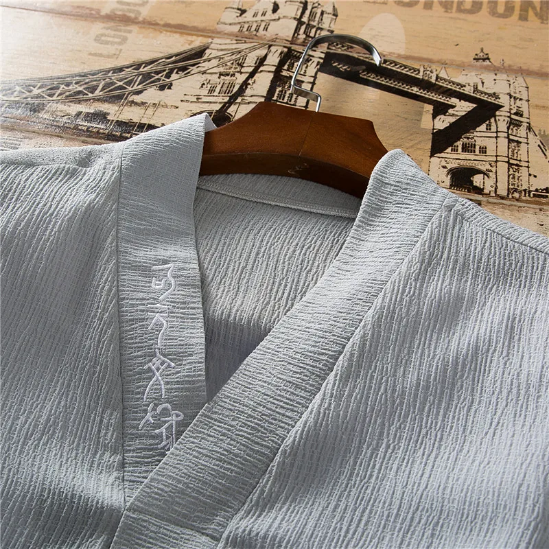 Летний вышитый Мужской комплект из двух предметов большой размер Мужская