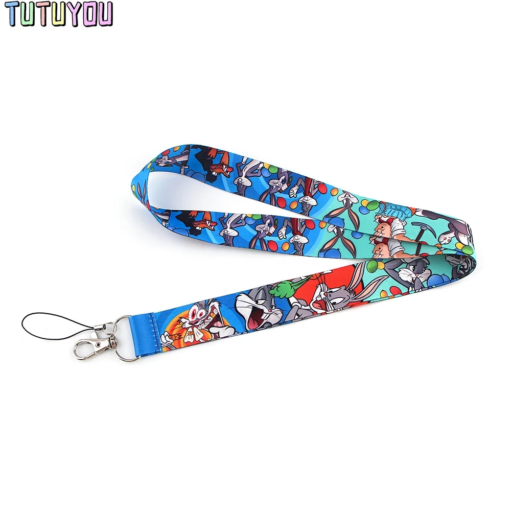 

PC2577 Funny Rabbit Cartoon Creative Lanyard Badge ID Lanyards Mobile Phone Rope Key Lanyard Neck Straps Accessories