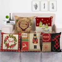 retro christmas throw pillow case animal snowman elk soldier letters sofa bed cushion cover set decorative flower home decor