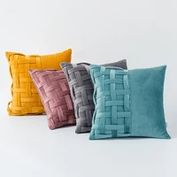square pillowcase velvet stitching woven sofa cushion pillows pillow case