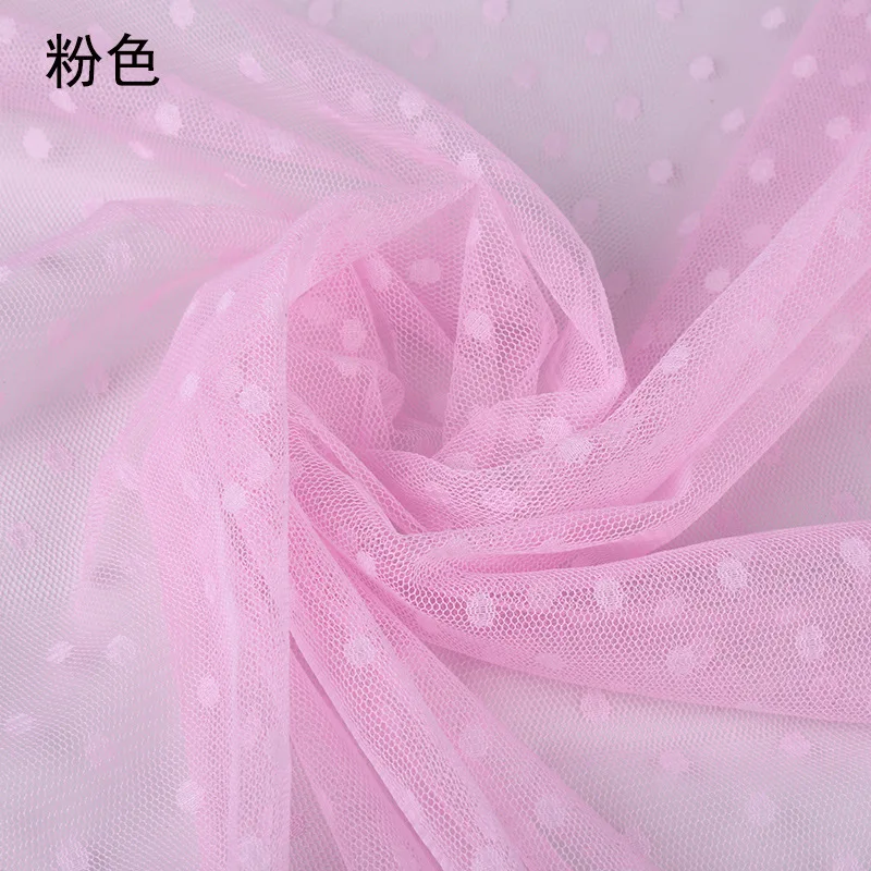 Тюлевая кружевная ткань в горошек для девочек цвет красный розовый зеленый 160 см -