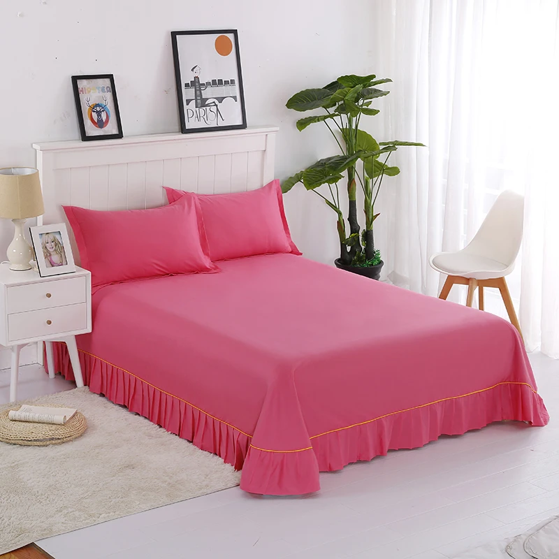 hotpink 1 шт хлопок утолщенная простыня фиксированный ремень Мягкий Нескользящий Король Королева сплошной цвет покрывало высокое качество покрывало - Цвет: hotpink