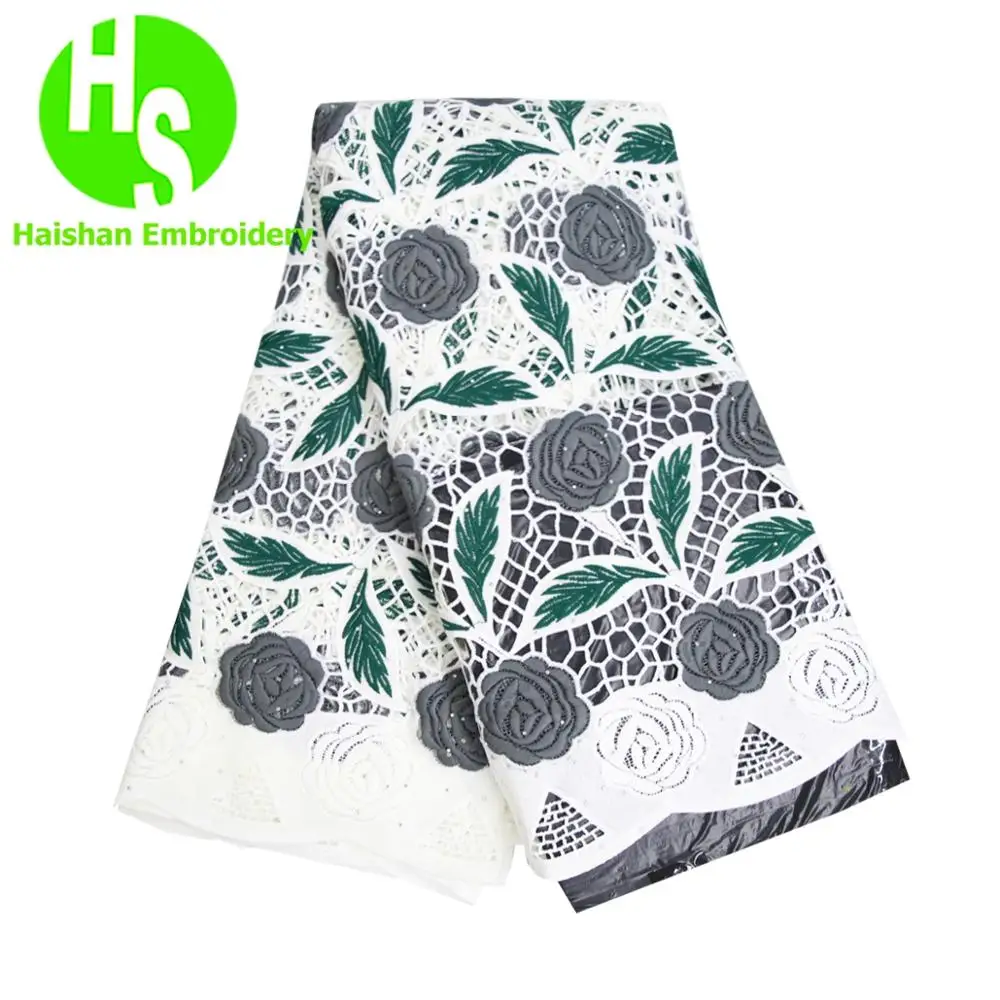 

African Guipure Lace Fabric 2019 High Quality Lace Rose Fllowers Pattern Lastest Design Tulle Lace Fabric for Wedding