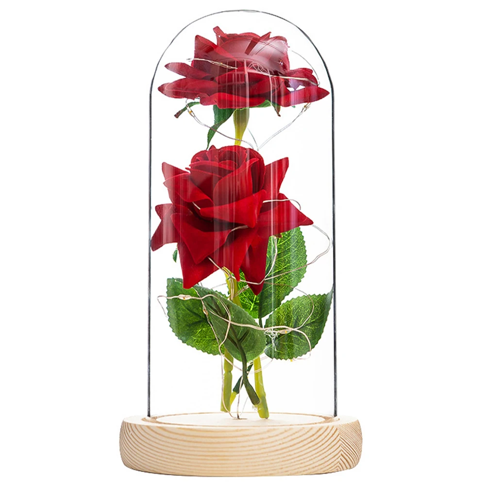 

Rose in Glass Dome with Lights Enchanted Rose Artificial Flower Rose Perfect for Women, Christmas, Wedding,Valentine's Day, Moth