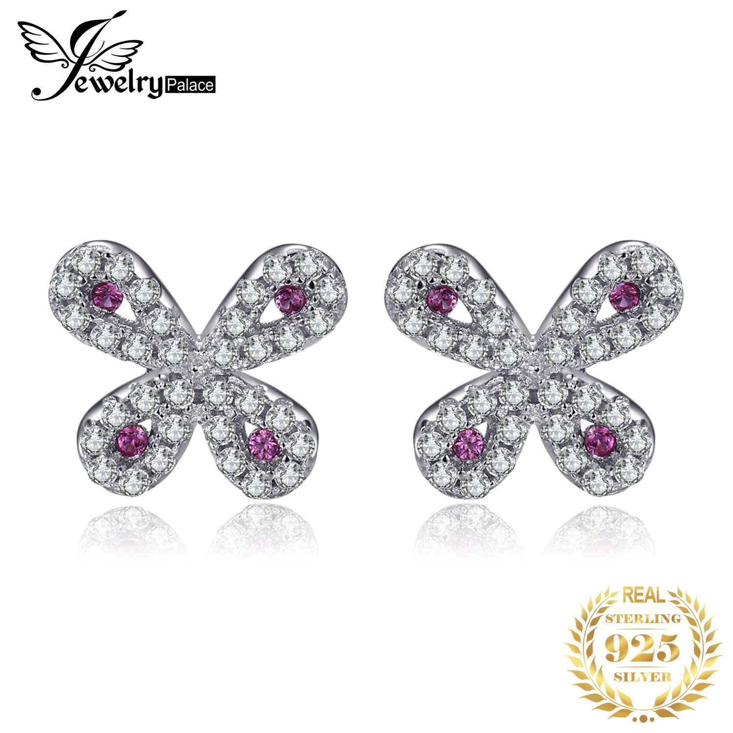 Jewelrypalace бабочка 0.38ct СОЗДАН RUBY кубического циркония шпильки серьги серебро 925
