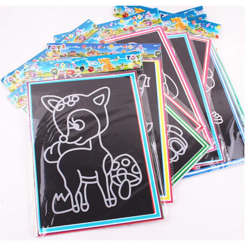 

Kids Children 26.5cm*19cm DIY Colorful Painting Teaching Tools Scratch Paper Magic Painting Paper with Drawing Stick