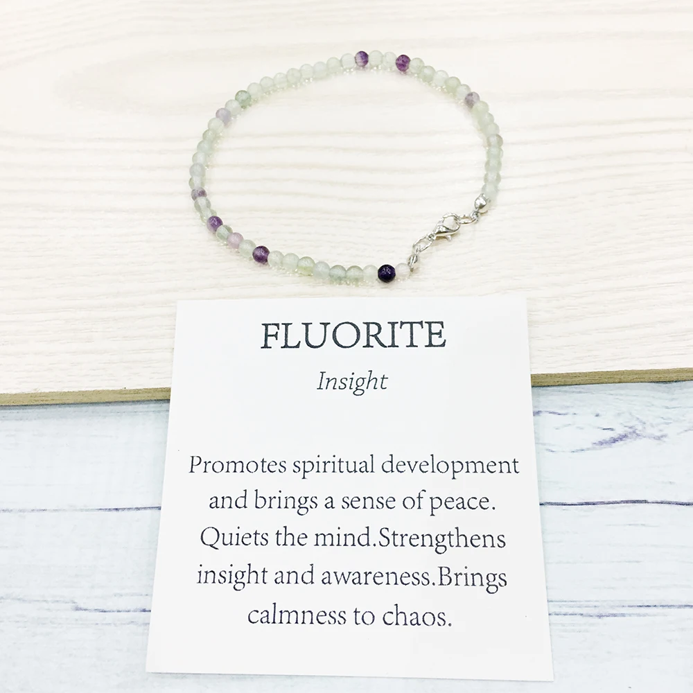 MG0145 Wholesale Handamde Green Fluorite Anklet 4 mm Mini Gem Stone Yoga Jewelry New Arrival Design Natural Mala Beads Ank | Украшения и