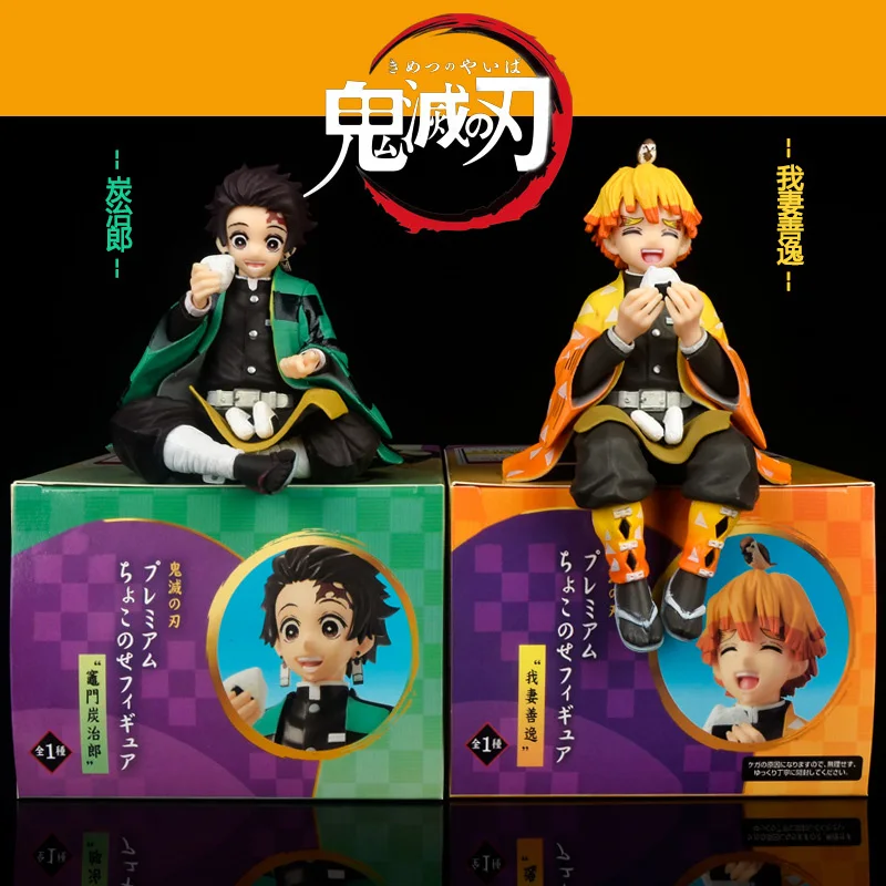 

Hot Anime Demon Slayer Cup Noodle Rice Ball Sitting Posture 10CM Kamado Tanjirou And 14CM Agatsuma Zenitsu PVC Action Figure Toy