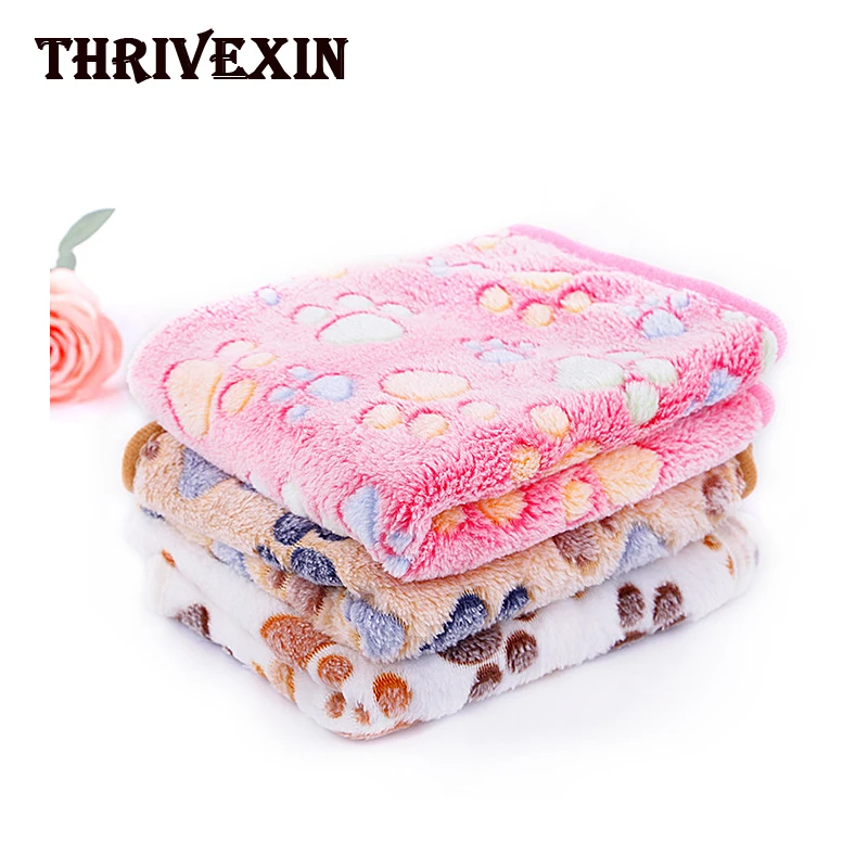 

Coral Velvet Paw Print Blanket Cat and Dog Soft Pet Winter Bed Mat Warm Sleeping Mattress Blankets Pets Supplies Cat Blanket