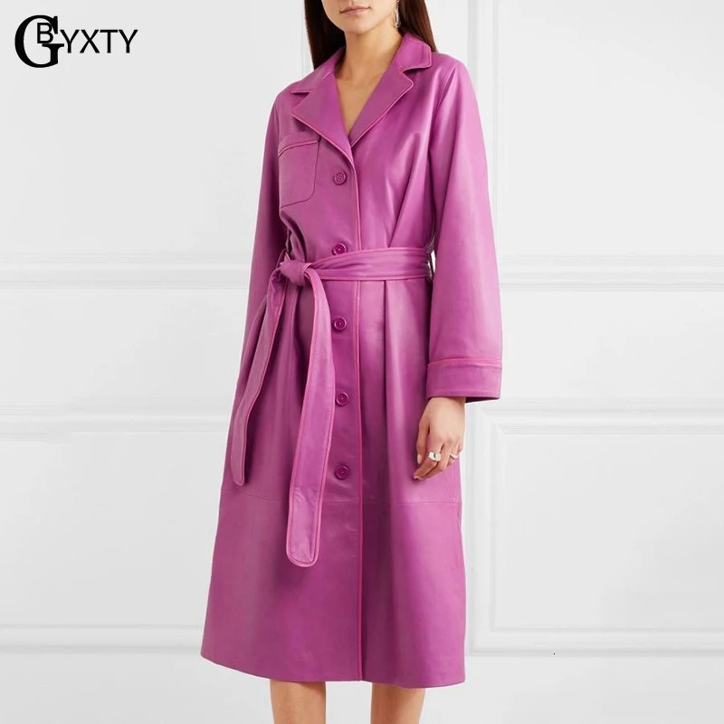 GBYXTY dames regenjas Женская ветровка из искусственной кожи с зубчатым воротником