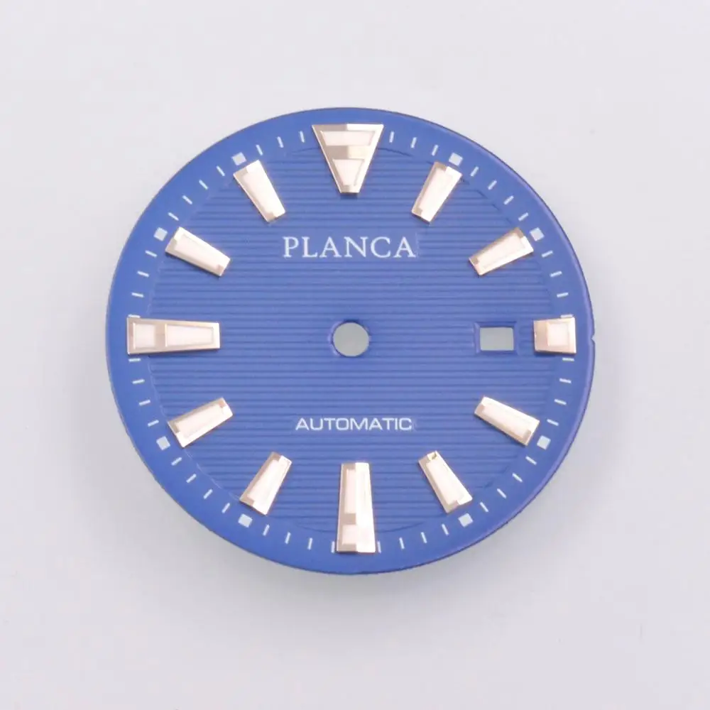 34 мм часы с синим/черным циферблатом и зеленым люминесцентным механизмом Miyota