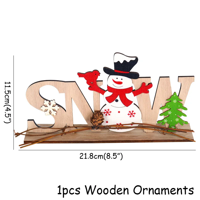 1set Wood Ornaments Рождественские украшения для дома веселая Рождественская елка рождественские украшения Санта Снеговик Noel Navidad год Natal - Цвет: 1set Wood Ornaments